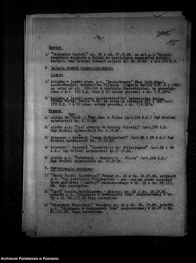 Obraz 20 z jednostki "Sprawozdania prasowe za czas od stycznia do grudnia 1936 r."