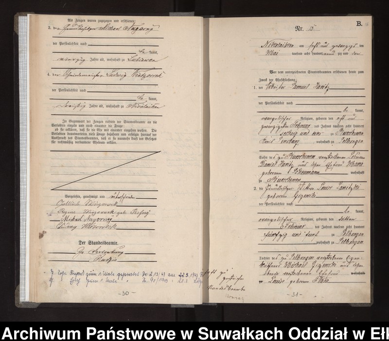 image.from.unit.number "Heiraths-Haupt-Register des Königlichen Preussischen Standes-Amtes Nikolaiken Kreis Sensburg"