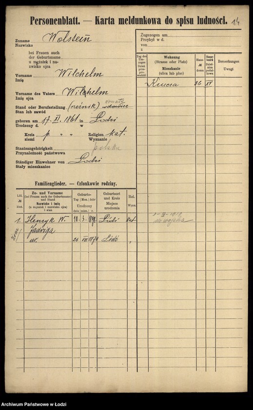 Obraz 16 z jednostki "[Spis ludności Łodzi] Wolsztajn - Wołoszyński"