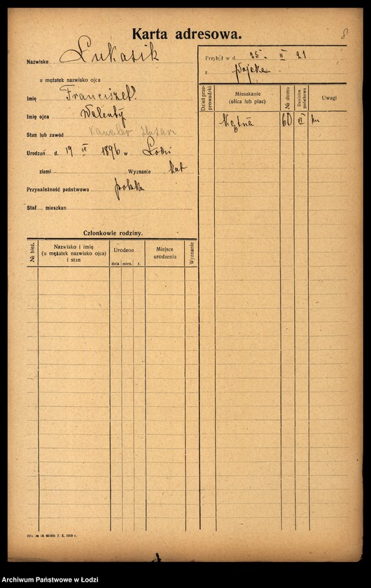 Obraz 10 z jednostki "[Spis ludności Łodzi] Łukasiewicz - Luński"