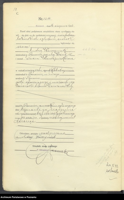 Obraz 20 z jednostki "Księga miejscowa zgonów tom III [Rejestr główny zgonów]"