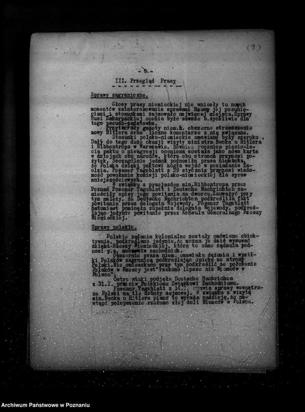 Obraz 13 z jednostki "Sprawozdania miesięczne z życia mniejszości narodowych za miesiące styczeń-luty-marzec-kwiecień-maj-czerwiec 1939 r."