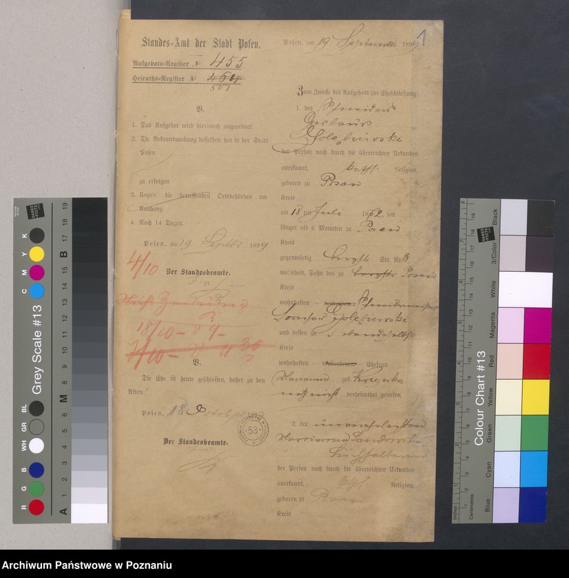 Obraz 3 z jednostki "Die von den Verlobten beigebrachten Urkunden zur Eheschliessung pro 1899"