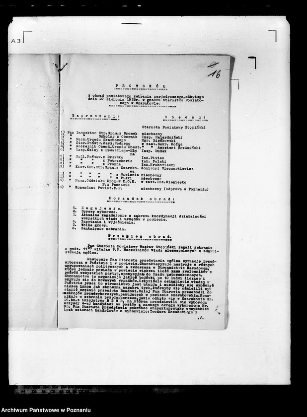 Obraz 20 z jednostki "Protokoły z zebrań periodycznych I instancji /kierowników władz i urzędów niezespolonych z terenu poszczególnych powiatów omawiające ogólną sytuację polityczną i społeczno-gospodarczą"