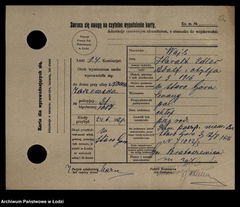 Obraz 14 z jednostki "[Spis ludności Łodzi] Wajs - Wajsbard"