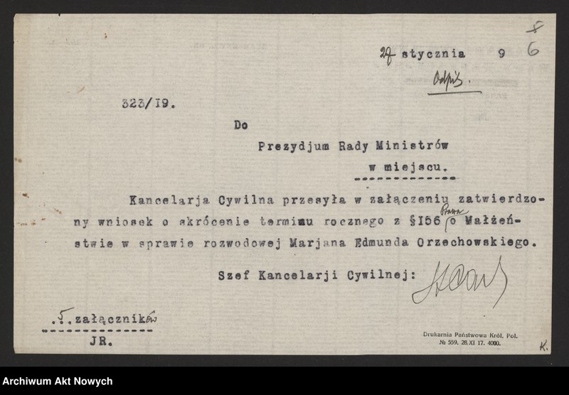 image.from.unit.number "(Reskrypty Naczelnika Państwa dotyczące skrócenia rocznego terminu zapozwu w sprawach rozwodowych rozpatrywanych przez Ewangelicko - Reformowany Sąd Konsystorski)"