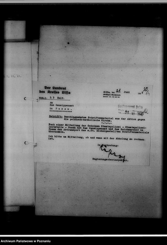 Obraz 18 z jednostki "Einziehungsprotokolle [ksiąg kościelnych] Kreis Lissa [powiat leszczyński]"