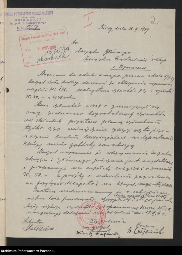 Obraz 6 z jednostki "Korespondencja skarbnika Zarządu Głównego Związku Powstańców Wielkopolskich."