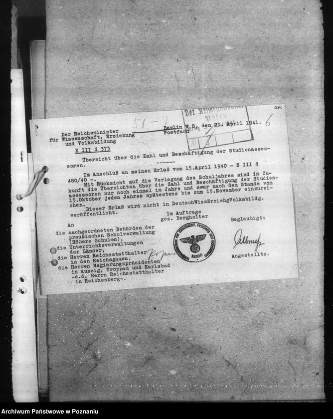 Obraz 10 z jednostki "Statistische Angaben der Oberschulen"