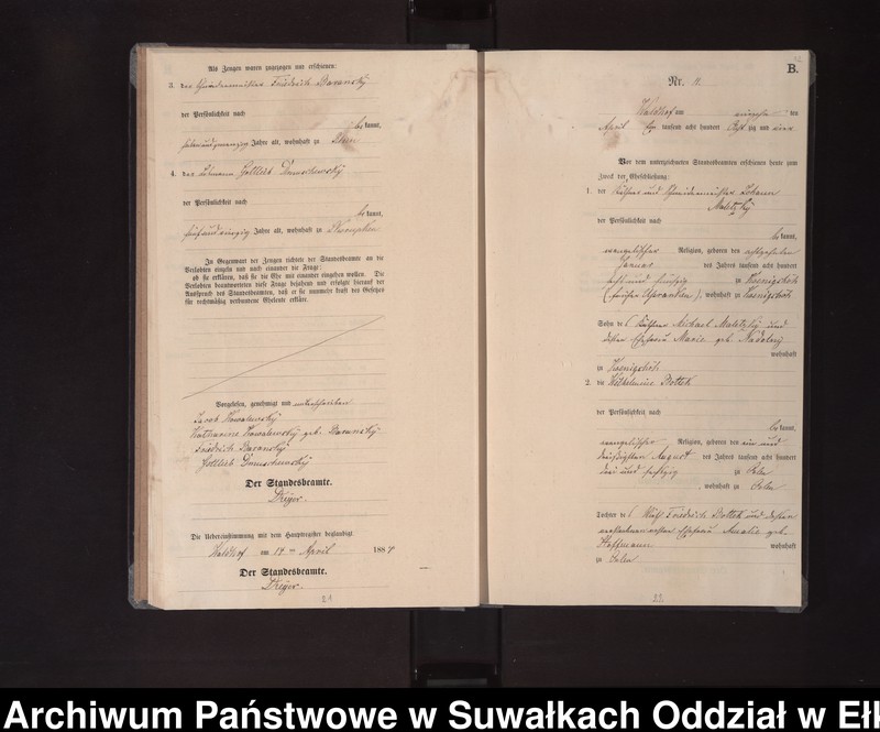 image.from.unit.number "Heiraths-Neben-Register des Königlichen Preussischen Standes-Amtes Orlen Kreis Loetzen"