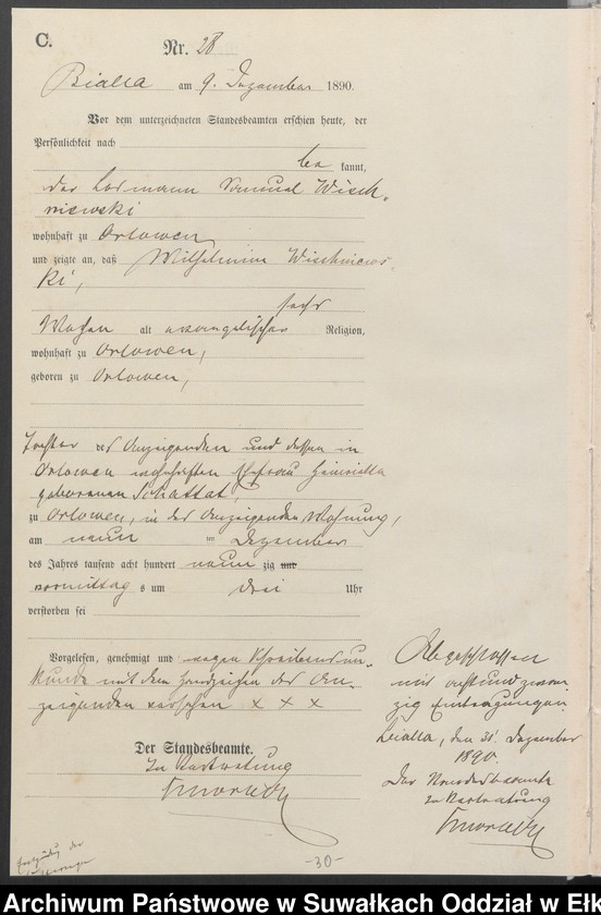 image.from.unit.number "Sterbe-Haupt-Register des Königlichen Preussischen Standes-Amtes Kallischken Kreis Johannisburg"