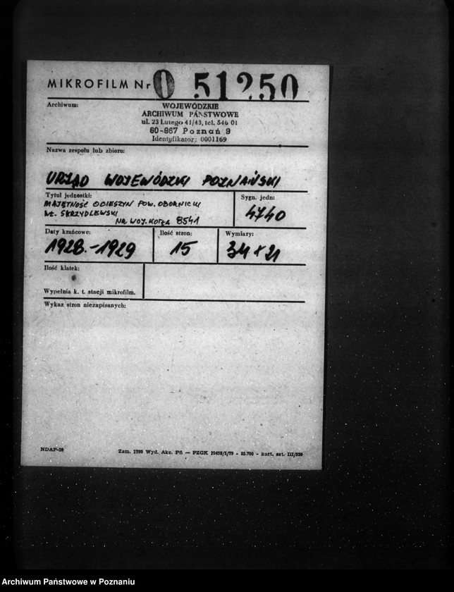 Obraz 2 z jednostki "Majętność Ocieszyn pow. obornicki, własność Skrzydlewski nr woj. kotła 8541"