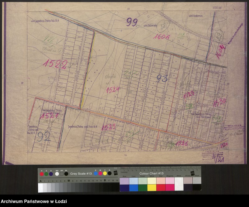 Obraz 1 z jednostki "Plan m. Łodzi 1:2000 z oznaczeniem podziału miasta na obwody i rejony spisowe. Sekcja NW26"