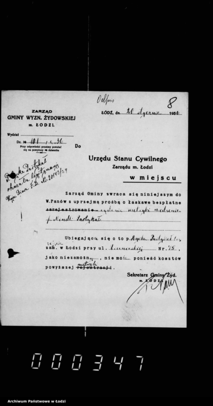 Obraz 11 z jednostki "Akta dotyczące spraw Urzędu Stanu Cywilnego"