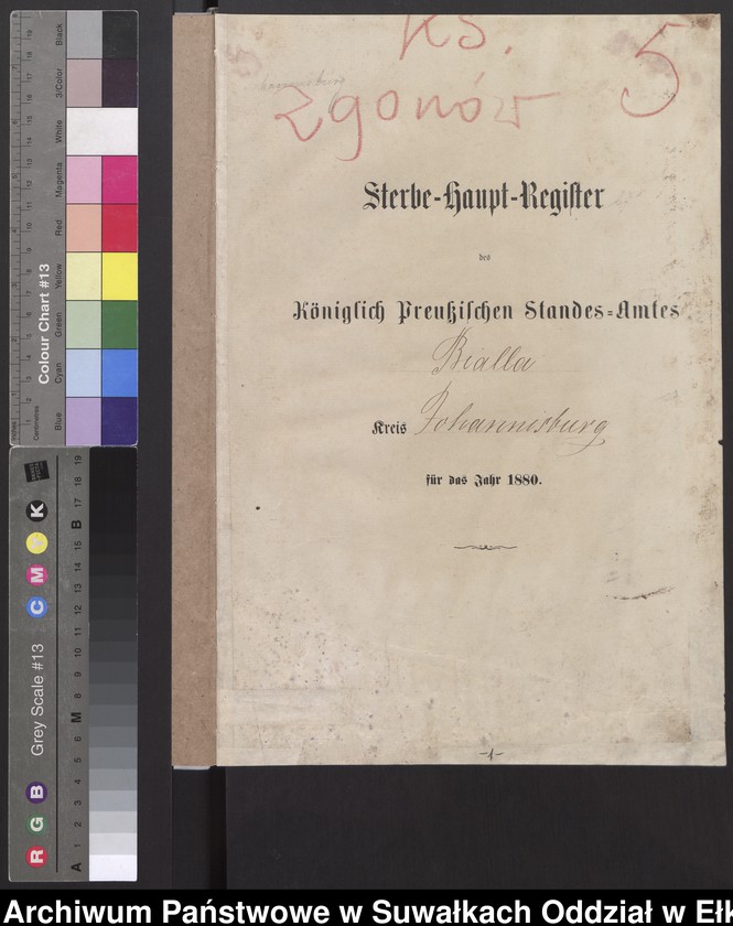 Obraz z jednostki "Sterbe-Haupt-Register des Königlich Preussischen Standes-Amtes Bialla Kreis Johannisburg"