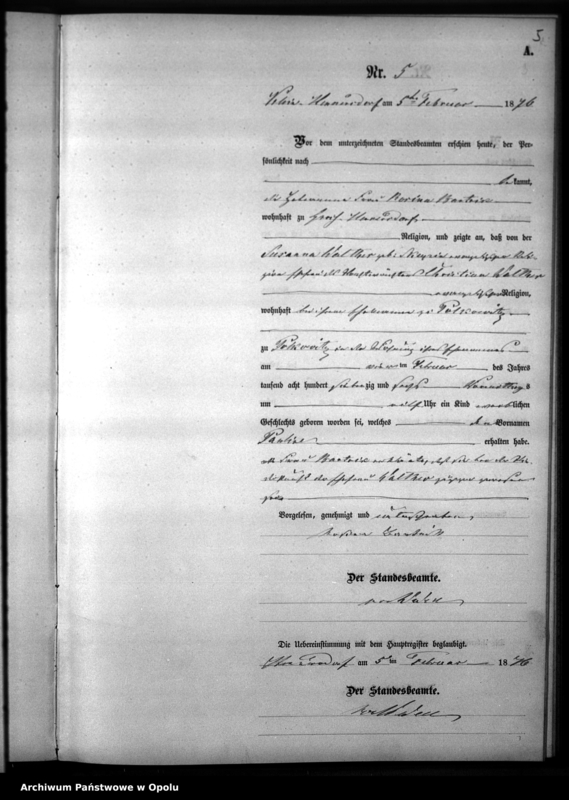 image.from.unit.number "Geburts-Neben-Register [1876 Woskowice Górne]"