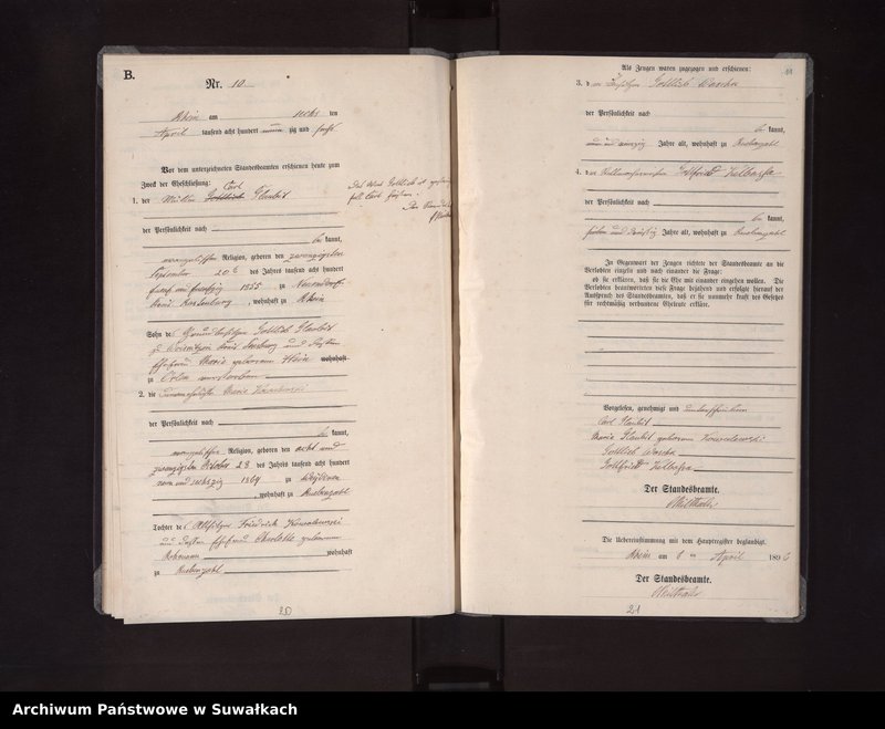image.from.unit.number "Heiraths-Neben-Register des Königlichen Preussischen Standes-Amtes Orlen in Rhein Kreis Loetzen"