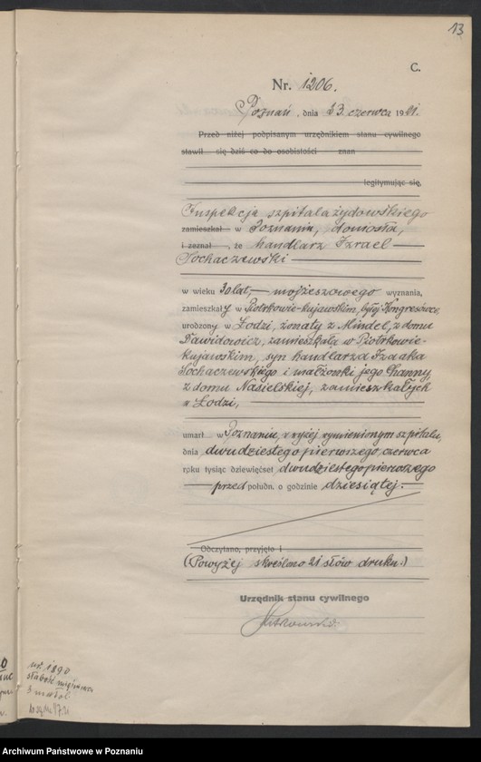 Obraz 15 z jednostki "Księga miejscowa zgonów tom III [Rejestr główny zgonów]"