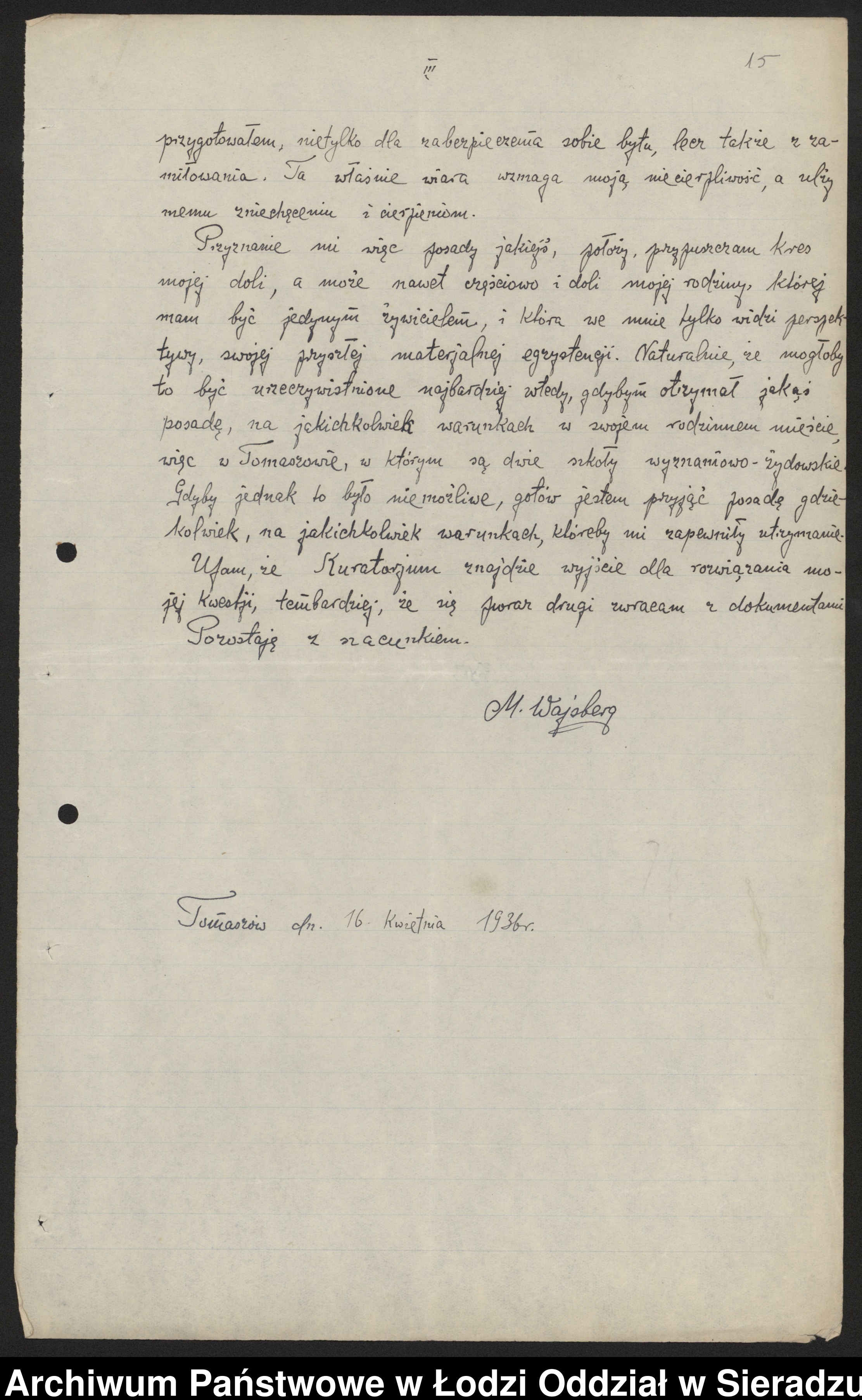 Skan z jednostki: Akta osobiste. Moszek Wajsberg