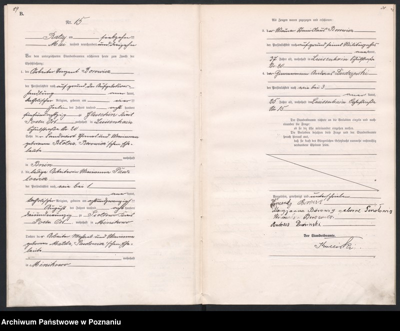 Obraz 17 z jednostki "Księga miejscowa małżeństw [Rejestr główny małżeństw]"