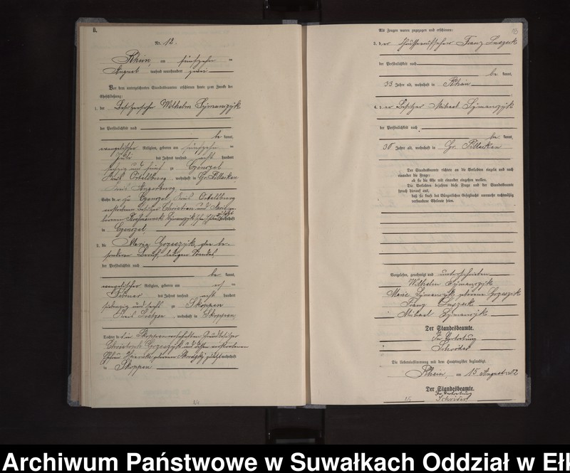 image.from.unit.number "Heiraths-Neben-Register des Königlichen Preussischen Standes-Amtes Orlen Kreis Loetzen"