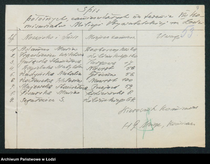 Obraz 11 z jednostki "[Akta VIII Komisariatu Milicji Obywatelskiej - pokwitowania, spisy oddanej broni, spisy wolnych lokali, rowerów i motocykli]"