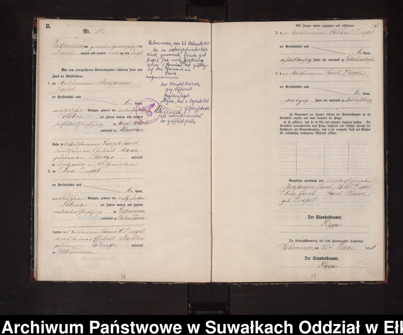 Obraz 18 z jednostki "Heiraths-Neben-Register des Preussischen Standes-Amtes Widminnen Kreis Loetzen"