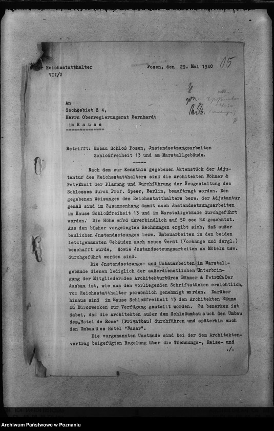 Obraz 19 z jednostki "Umbau des Schlosses Posen"