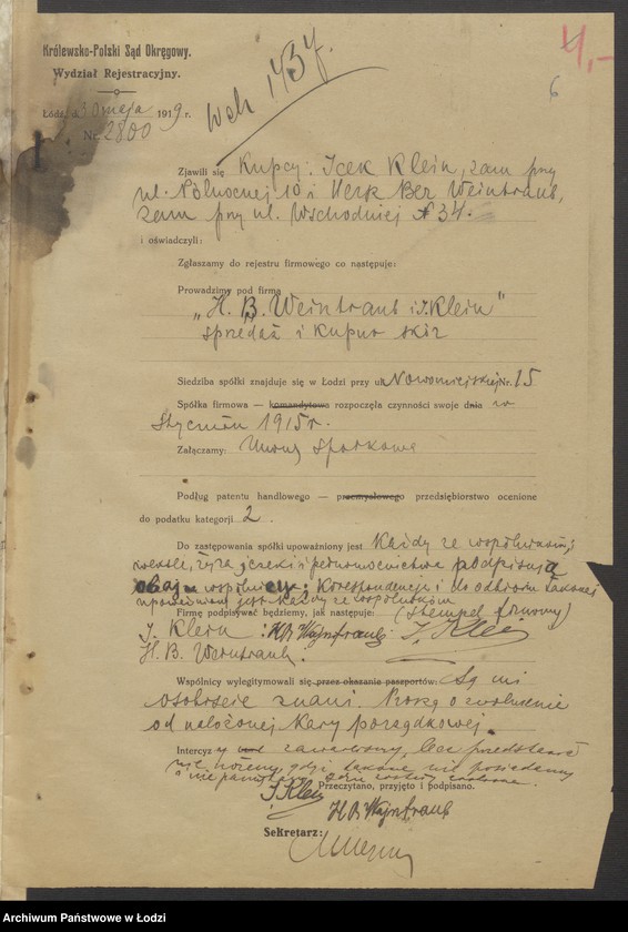 Obraz 8 z jednostki "Hersz Ber Weintraub, Icek Klein- sprzedaż i kupno skór"