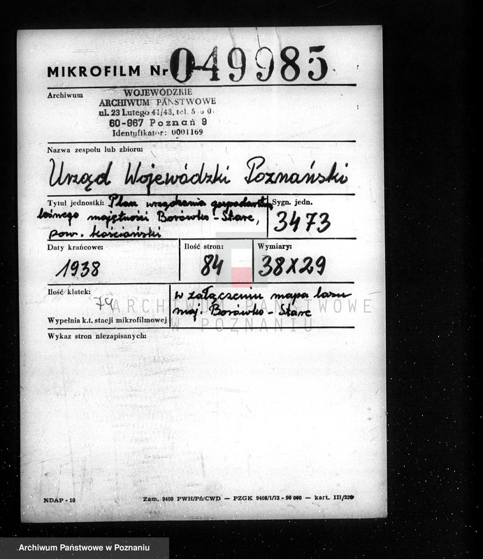 Obraz 2 z jednostki "Plan urządzania gospodarstwa leśnego majętności Borówkowo-Stare powiat. kościański"