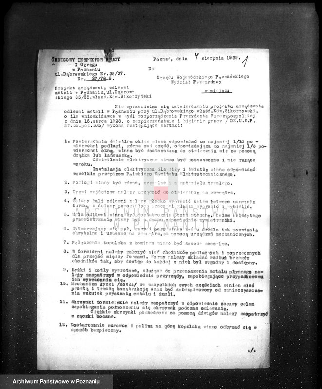 Obraz 5 z jednostki "/Projekt urządzenia odlewni metali przy ul. Dąbrowskiego 81/"