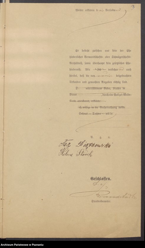 Obraz 5 z jednostki "Die von den Verlobten beigebrachten Urkunden zur Eheschliessung pro 1899"