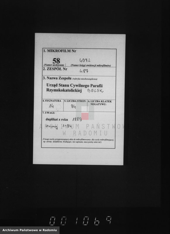image.from.unit.number "[Duplikat akt urodzonych, zaślubionych i zmarłych parafii Belsk za 1889 r.]"