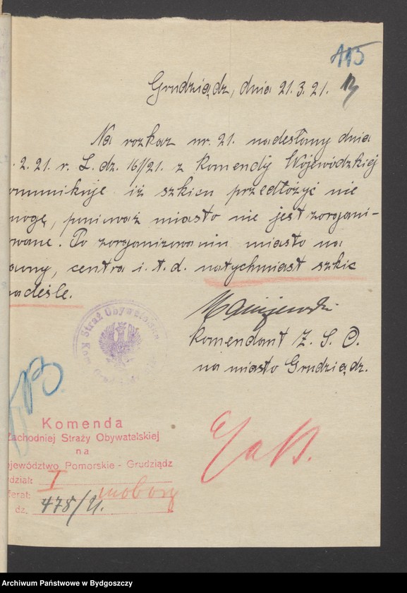 image.from.unit.number "Akta organizacyjno-mobilizacyjne [odnośnie struktury, organizacji, liczebności, rozlokowania członków Zachodniej Straży Obywatelskiej i ich uzbrojenia]"