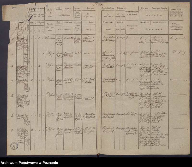Obraz 4 z jednostki "[Akta urodzeń i chrztów, zgonów i pogrzebów, zapowiedzi i ślubów]"