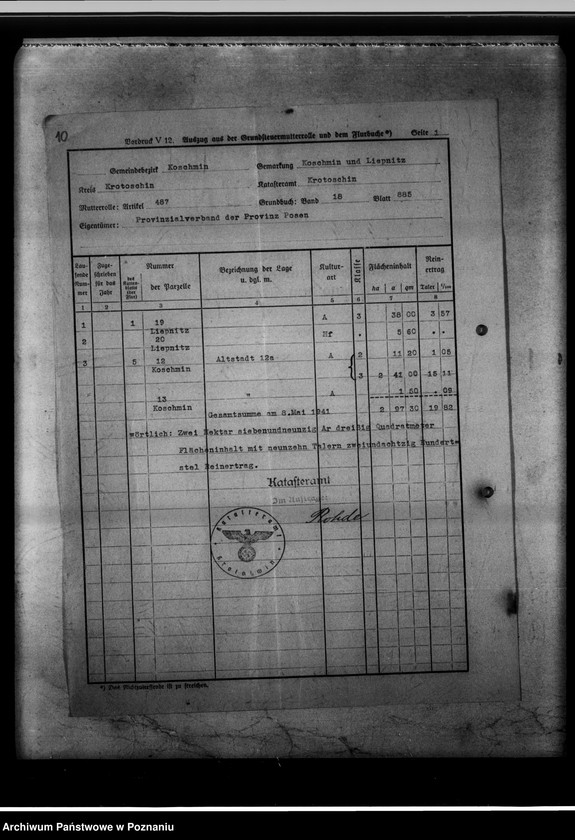 Obraz 14 z jednostki "Koschmin - Ehemalige Provinzial-Gärtnerlehranstalt Anlage-Vermögen."