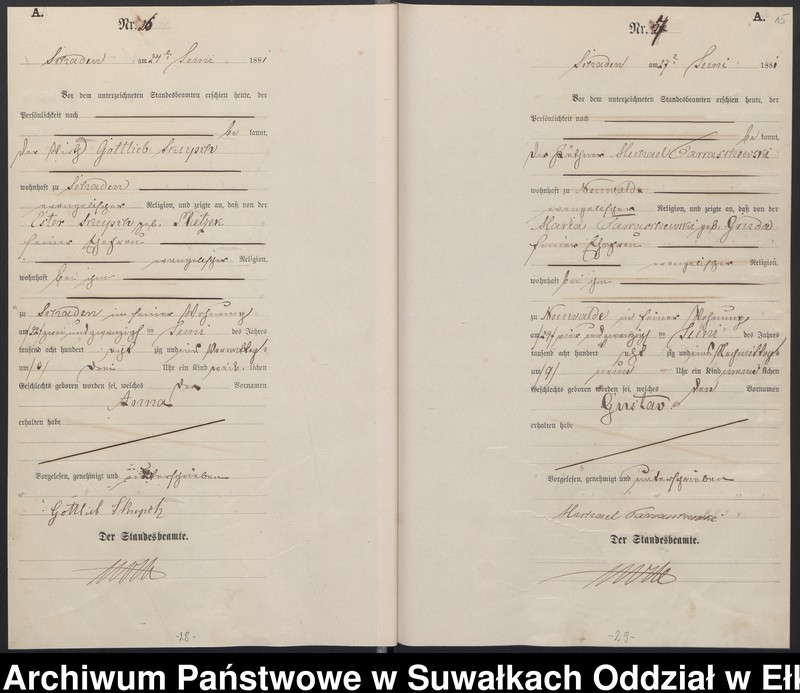 image.from.unit.number "Geburts-Haupt-Register des Königlich Preussischen Standes-Amtes Schaden Kreis Sensburg"