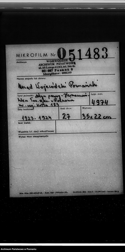 image.from.unit.number "Młyn parowy Hermannmuehlen Towarzystwo Akcyjne W Poznaniu nr woj. 183"