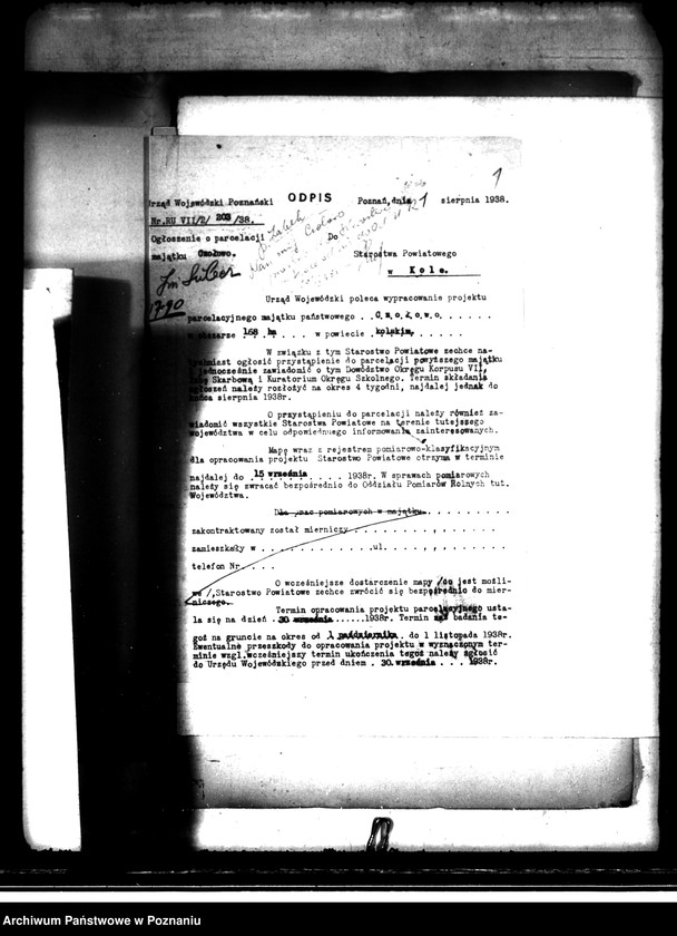 image.from.unit.number "Postępowanie techniczne przy parcelacji majątku Czołowo powiatu kaliskiego"