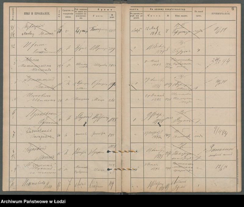 Obraz 8 z jednostki "[Księga ludności niestałej m. Łodzi lit. I]"