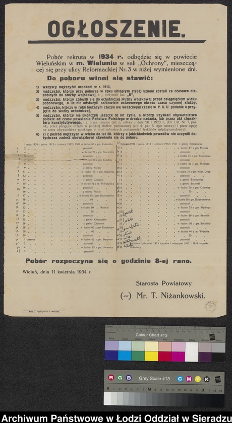 Obraz 12 z kolekcji "Obwieszczenia w sprawie poboru do Wojska Polskiego111"
