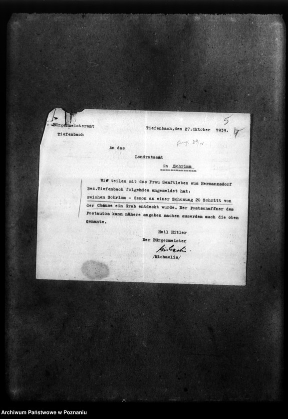 Obraz 9 z jednostki "Korespondencja w sprawie Niemców, którzy zginęli w 1939 roku w różnych powiatach"