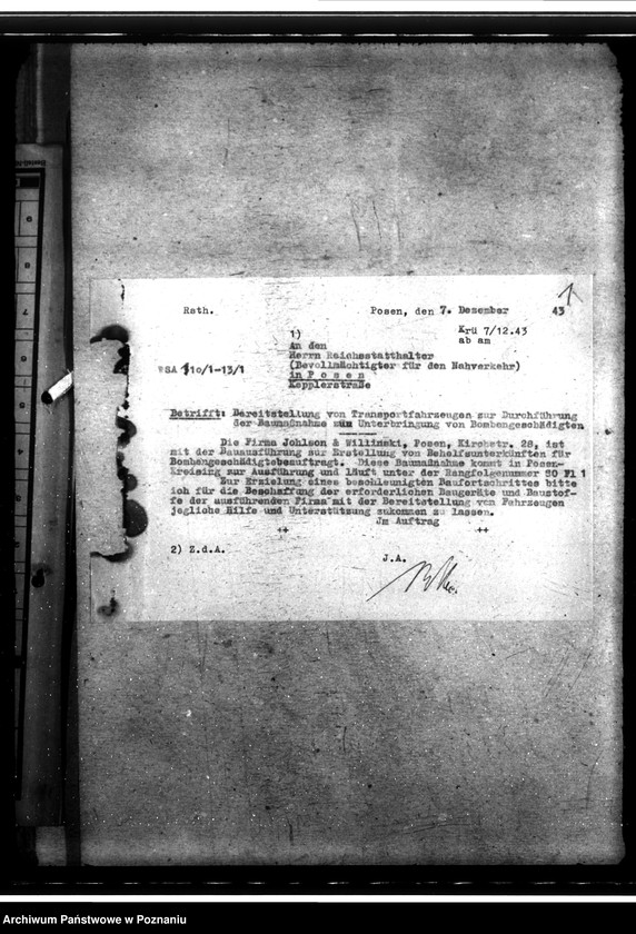 Obraz 5 z jednostki "Bau von Behelfsheimen bei den Focke - Wulfwerken - Kreising. Lagepläne (Krzesiny powiat Poznań)"