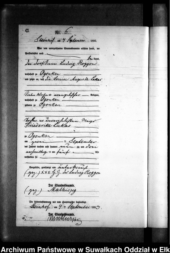 image.from.unit.number "Sterbe-Neben-Register des Preussischen Standes-Amtes Gr. Strengeln Kreis Angerburg"