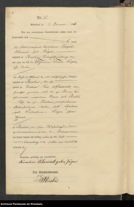 image.from.unit.number "Sterbe-Haupt-Register Breslau II 1896 Band 1"