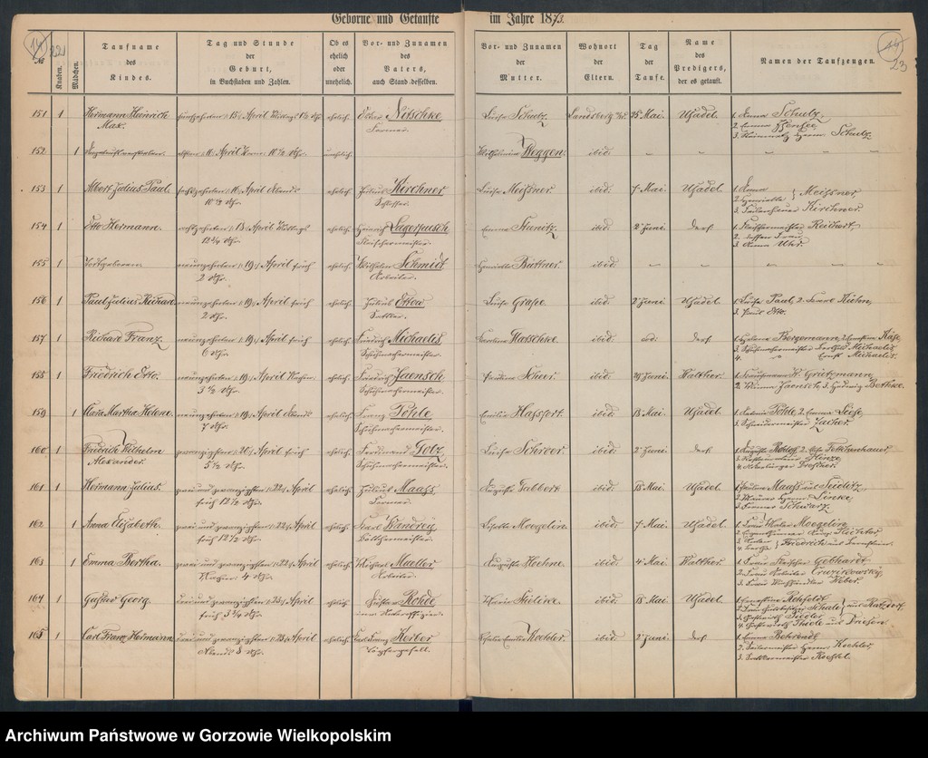 image.from.unit.number "Duplikate der Hauptkirche zu Landsberg an der Warthe (zawiera także Concordien, Reformirte und Militair Kirchen Gemeinde dotyczące zgonów w 1873 r.)"