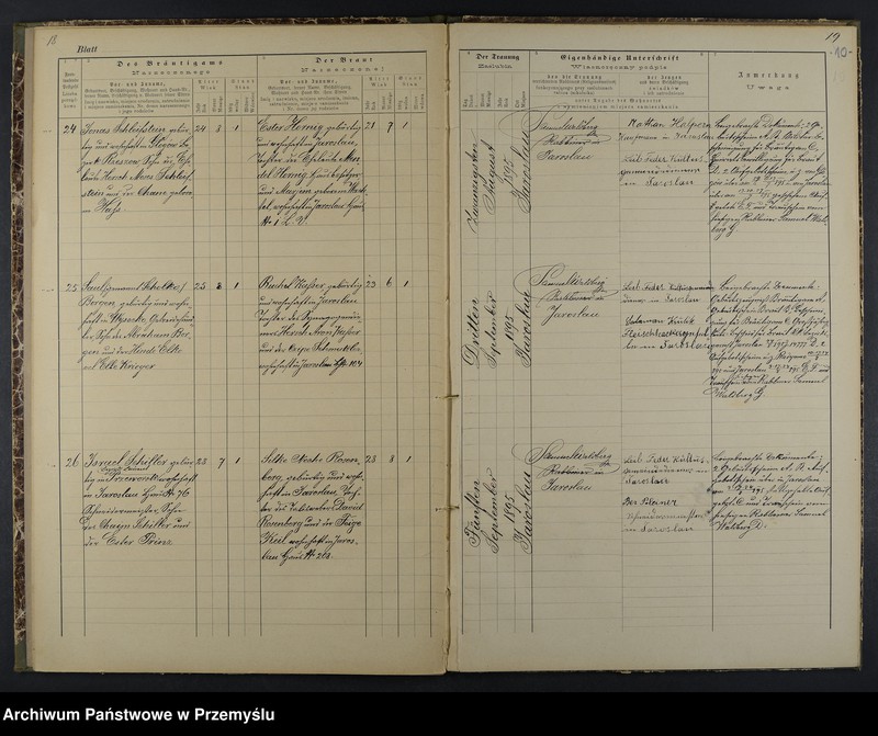 image.from.unit.number "Trauungsbuch des Isr.[aelitischen] Matriken-Bezirkes Jaroslau 1895"