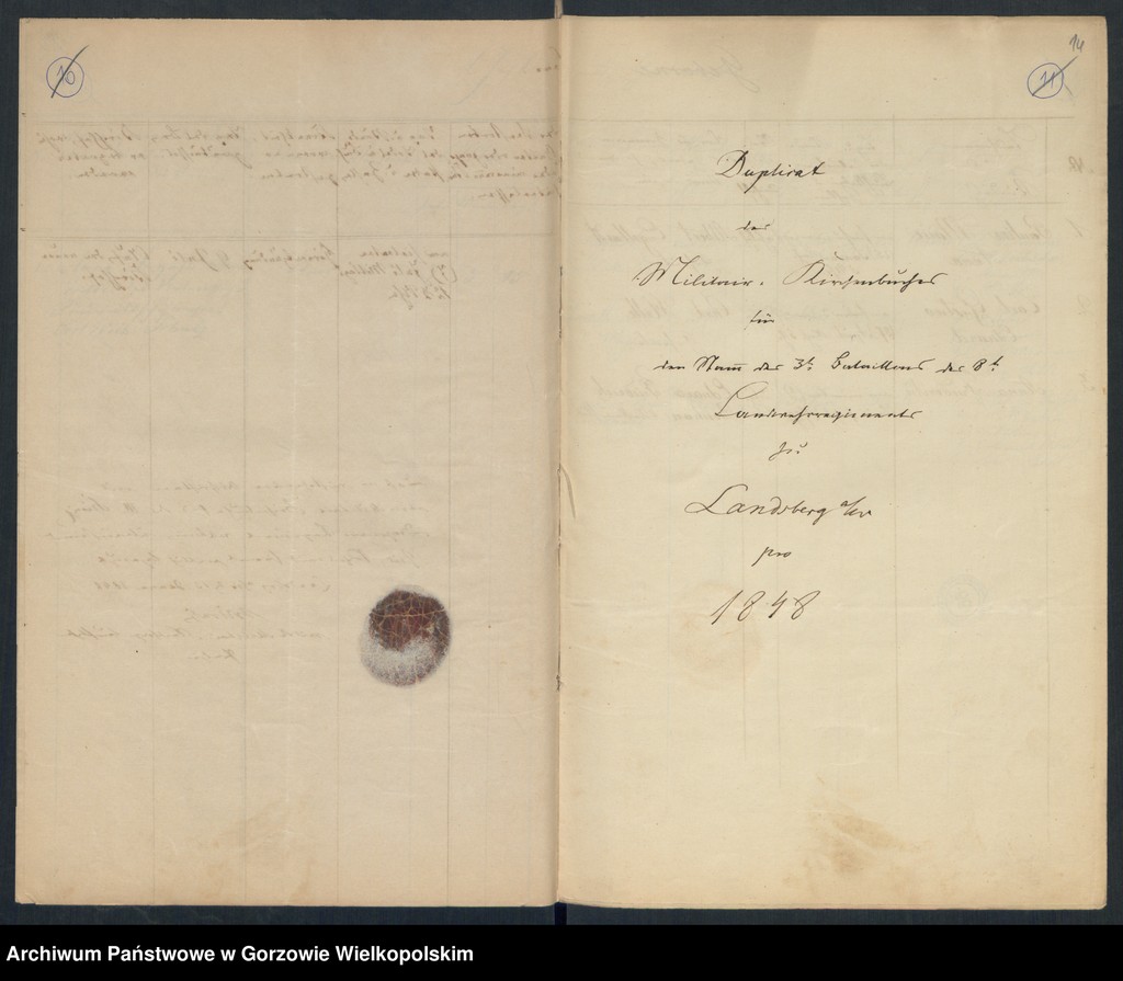 image.from.unit.number "Duplikate des Militär-Kirchenbuches zu Landsberg an der Warthe (dotyczy 3 und 4 Eskadron des König. 3 Dragoner Regiment, 3 Bataillon des 8 Landwehrregiment, III Dragonerregiment und der Landgensarmerie der III Brigade, 2 Königl. Dragonerregiment"