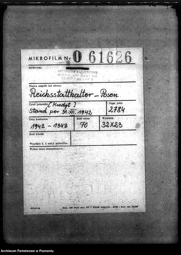 Obraz 2 z jednostki "Kredyt Stand per 31. XII. 1942."