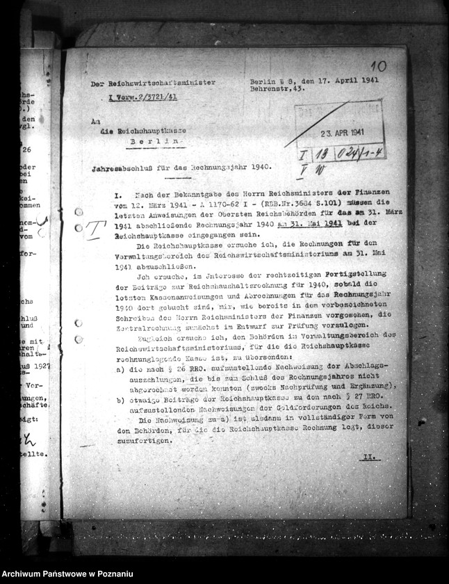 Obraz 14 z jednostki "Jahresabschluss 1940. Reichswirtschaftsverwaltung"